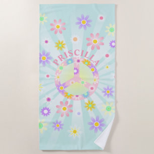 Gepersonaliseerde Groovy Retro Daisy Strandlaken