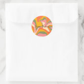 Gepersonaliseerde Groovy Retro Marble Oranje Party Ronde Sticker (Tas)