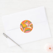 Gepersonaliseerde Groovy Retro Marble Oranje Party Ronde Sticker (Envelop)