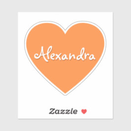Gepersonaliseerde grote Oranje hartnaam Sticker
