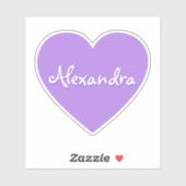 Gepersonaliseerde Grote Paarse Hartnaam Sticker (Vel)