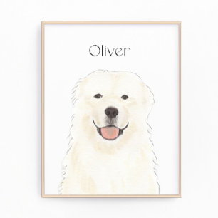 Gepersonaliseerde Grote Pyreneeën Hondenkunst Foto Afdruk