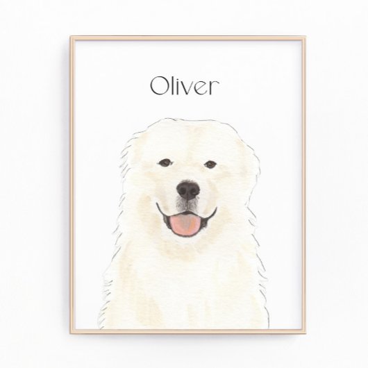 Gepersonaliseerde Grote Pyreneeën Hondenkunst Foto Afdruk