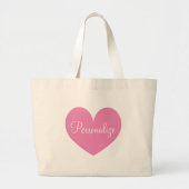 Gepersonaliseerde grote roze hart grote jumbo canv tote bag (Voorkant)