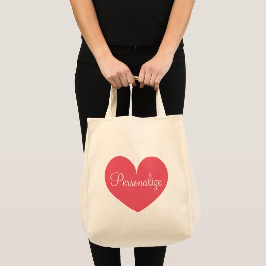 Gepersonaliseerde grote roze hart kruidenier canva tote bag (Voorkant (product))