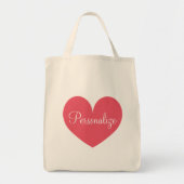 Gepersonaliseerde grote roze hart kruidenier canva tote bag (Voorkant)