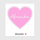 Gepersonaliseerde grote roze hartnaam  sticker (Vel)