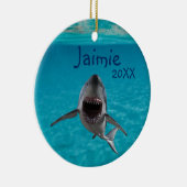 Gepersonaliseerde grote witte haai keramisch ornament (Rechts)