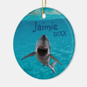 Gepersonaliseerde grote witte haai keramisch ornament (Links)