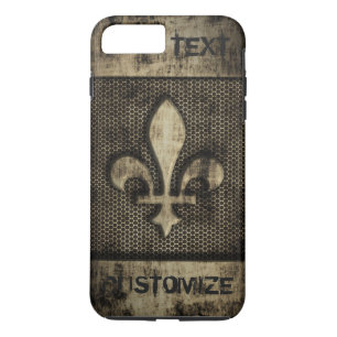 Gepersonaliseerde  grunge Fleur De Lis iPhone 8 Plus / 7 Plus Hoesje