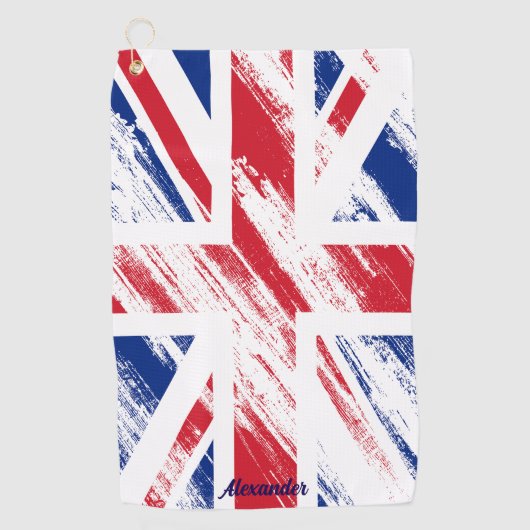 Gepersonaliseerde Grunge Vlag van het Verenigd Ko Golfhanddoek (Voorkant)