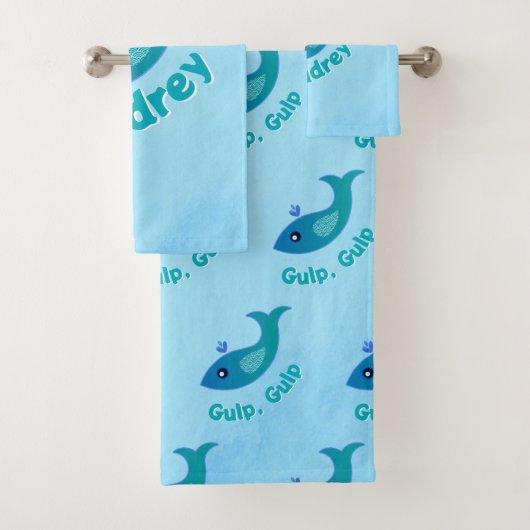Gepersonaliseerde "Gulp, Gulp" Bad Handdoek (Insitu)