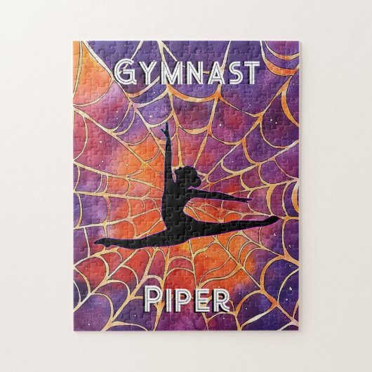 Gepersonaliseerde Gymnastiek Halloween Spiderweb Legpuzzel (Verticaal)