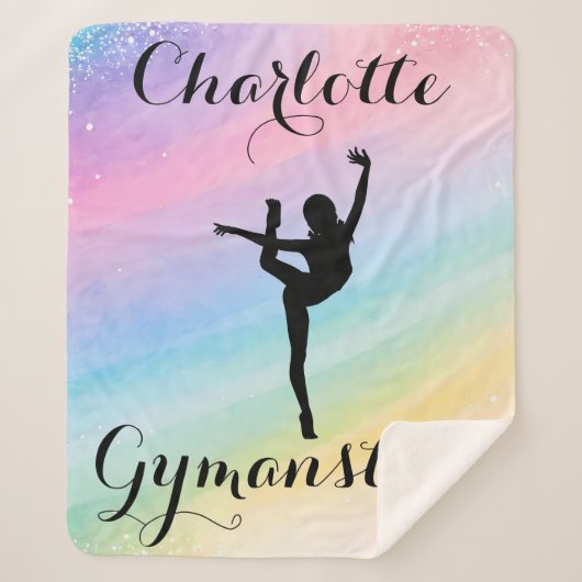 Gepersonaliseerde Gymnastiek Regenboog Gradient Sherpa Deken (Voorkant)