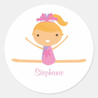 Gepersonaliseerde gymnastiek split meisje kinder s ronde sticker