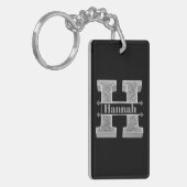Gepersonaliseerde H Initiaal Silver Monogram Jouw Sleutelhanger (Voorkant Links)