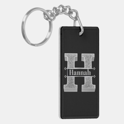 Gepersonaliseerde H Initiaal Silver Monogram Jouw Sleutelhanger (Voorkant Links)