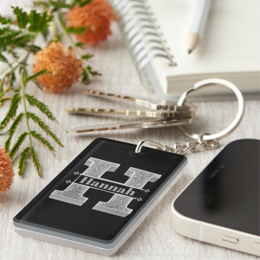 Gepersonaliseerde H Initiaal Silver Monogram Jouw Sleutelhanger (Voorkant Rechts)