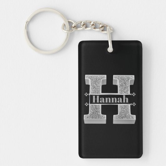 Gepersonaliseerde H Initiaal Silver Monogram Jouw Sleutelhanger (Voorkant)