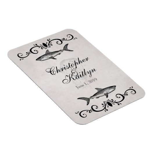 Gepersonaliseerde haai en kwal bruiloft magneet (Rechterzijde)