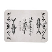 Gepersonaliseerde haai en kwal bruiloft magneet (Horizontaal)