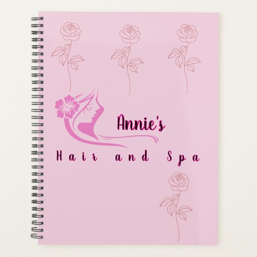 Gepersonaliseerde haarstylist roze rosePlanner Planner (Voorkant)