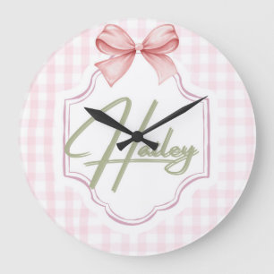 Gepersonaliseerde Hailey Baby Girl Nursery Bow & G Grote Klok