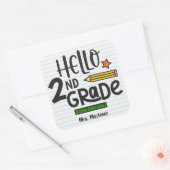 Gepersonaliseerde Hallo 2e graad Vierkante Sticker (Envelop)