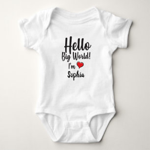 Gepersonaliseerde Hallo Big World! Ik ben BABY NAM Romper