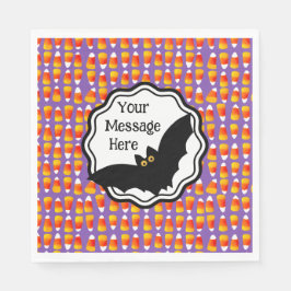 Gepersonaliseerde Halloween Crazy Candy Corn Black Servet