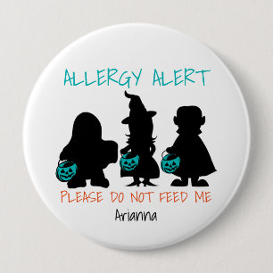 Gepersonaliseerde Halloween Food Allergy Alert Kin Ronde Button 4,0 Cm