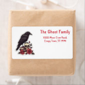 Gepersonaliseerde Halloween Geesten Schedel Bloeme Etiket (Insitu)