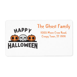 Gepersonaliseerde Halloween Geesten Schedel Bloeme Etiket