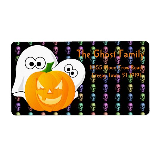 Gepersonaliseerde Halloween Ghosts Pumpkin Etiket (Voorkant)
