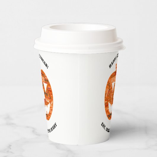 Gepersonaliseerde Halloween Jack-o'-Lantern Word C Papieren Bekers (Rechts)