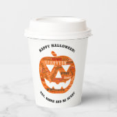 Gepersonaliseerde Halloween Jack-o'-Lantern Word C Papieren Bekers (Voorkant)