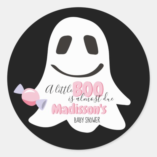 Gepersonaliseerde Halloween Little Boo Sticker (Voorkant)