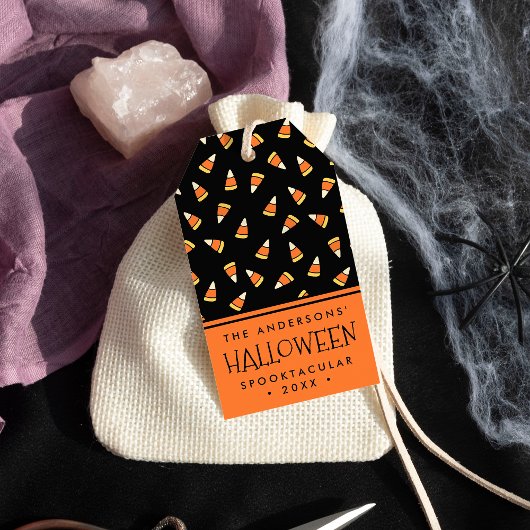 Gepersonaliseerde Halloween Party Candy Corn Cadeaulabel