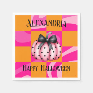 Gepersonaliseerde Halloween Pumpkin Bow Party Servet