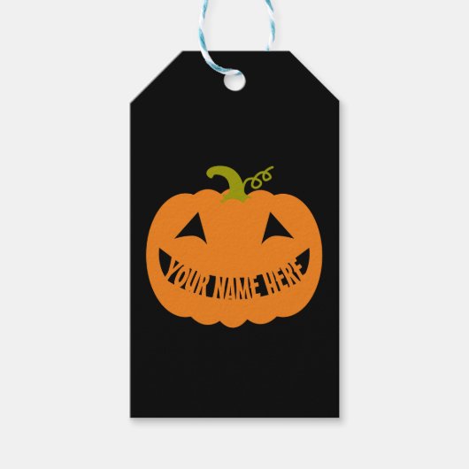 Gepersonaliseerde Halloween Pumpkin Cadeaulabel (Voorkant)