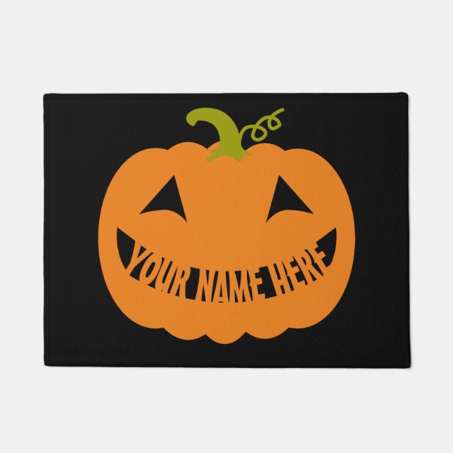 Gepersonaliseerde Halloween Pumpkin Deurmat (Voorkant)