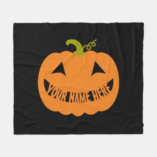 Gepersonaliseerde Halloween Pumpkin Fleece Deken (Voorkant (Horizontaal))