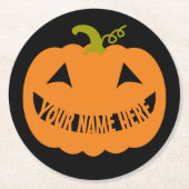 Gepersonaliseerde Halloween Pumpkin Ronde Kartonnen Onderzetter (Voorkant)