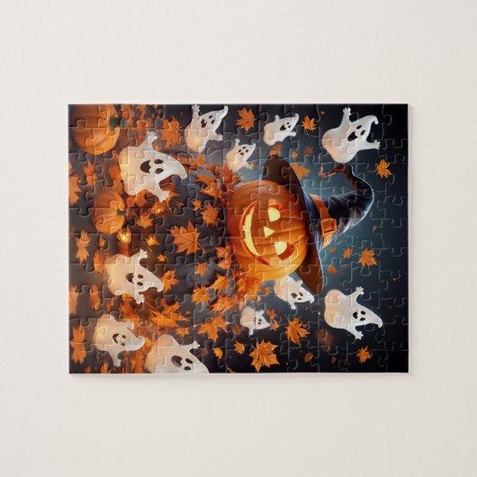 Gepersonaliseerde Halloween Puzzel – Geesten, Pomp Legpuzzel (Horizontaal)