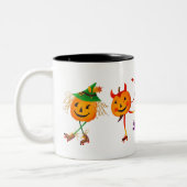 Gepersonaliseerde Halloween Roller Schaats Pompoen Tweekleurige Koffiemok (Links)
