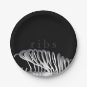 Gepersonaliseerde Halloween Skelet Ribs Zwart Wit Papieren Bordje (Voorkant)