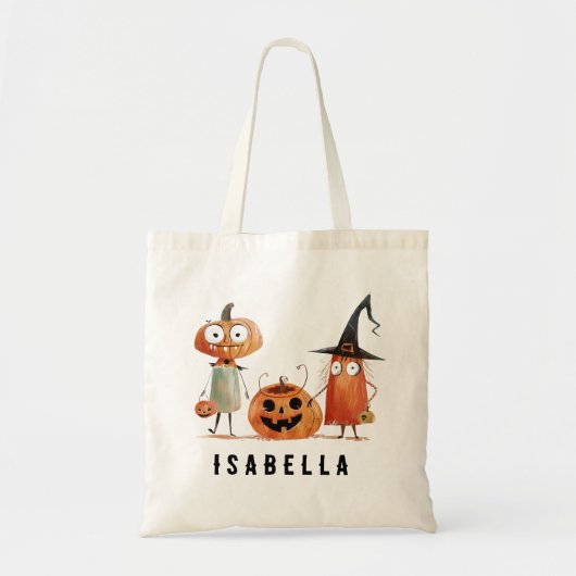 Gepersonaliseerde Halloween Trick or treat Bag | C Tote Bag (Voorkant)