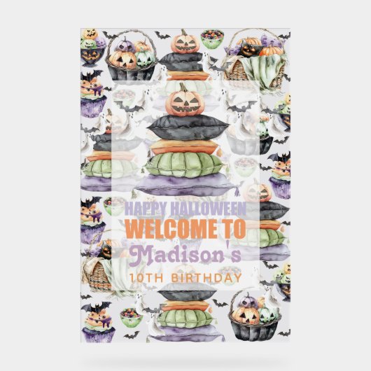 Gepersonaliseerde Halloween welkomstbord Acryl Bord (Voorkant)