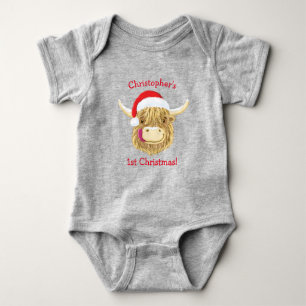 Gepersonaliseerde Hamish Highland Cow First Kerstm Romper