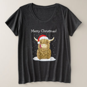 Gepersonaliseerde Hamish Highland Cow Kerstmis Grote Maat T-shirt